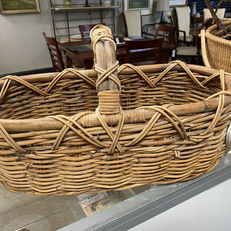 Woven Willow Basket, Beige, Size: 24x12 In