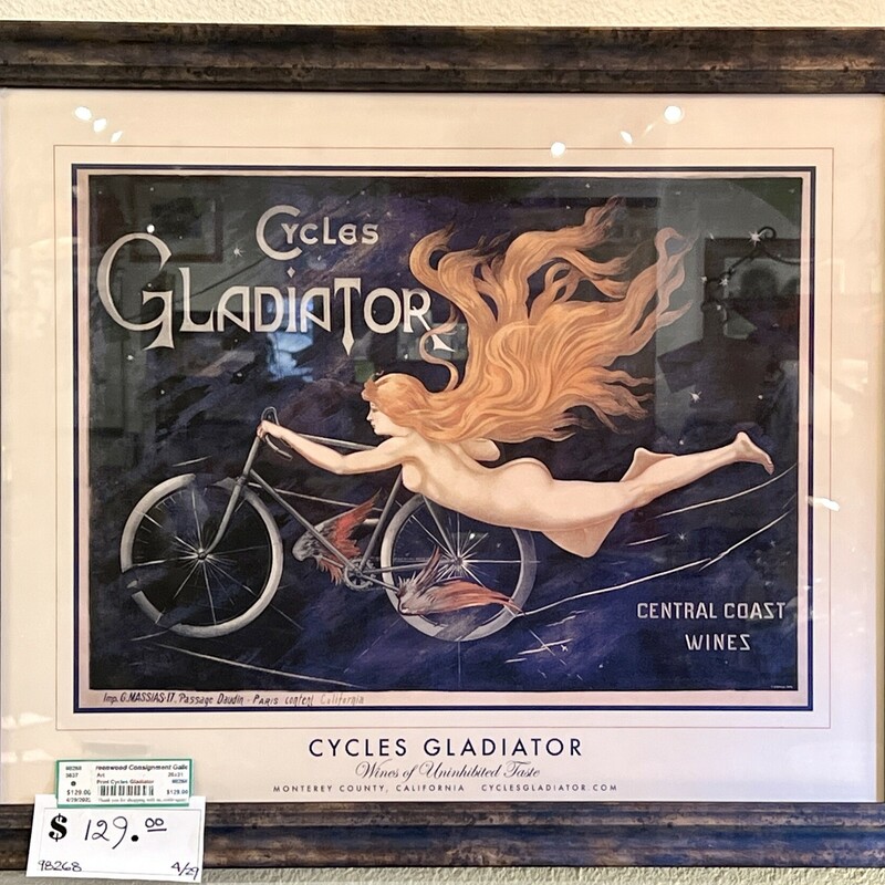Cycles Gladiator Wine Framed Print
Size: 25x21