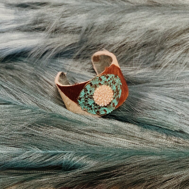 Cowhide Turquoise Cuff