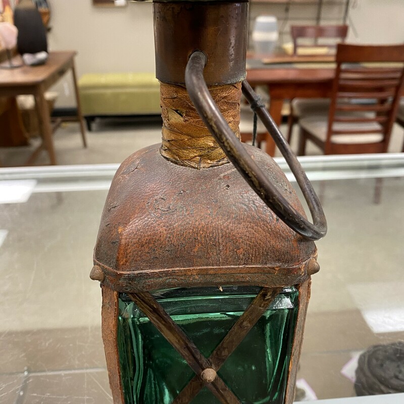 Metal And Glass Lantern, Bronze, Size: 4x10 Inch