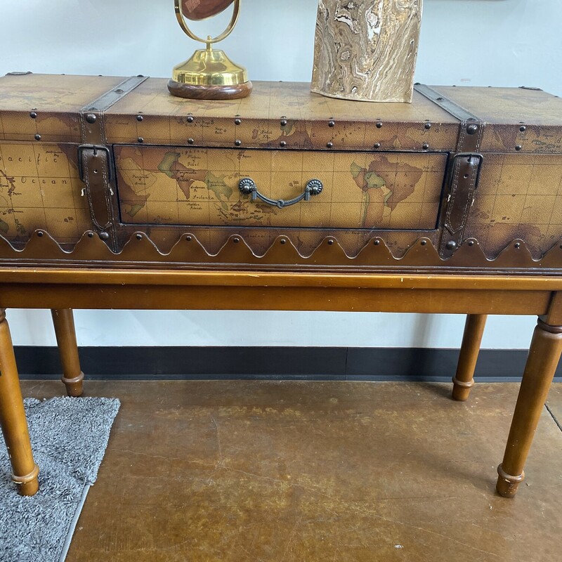 Leather Map Sofa  Table