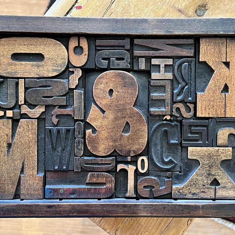 Old typography wooden block
 Size: 11x8