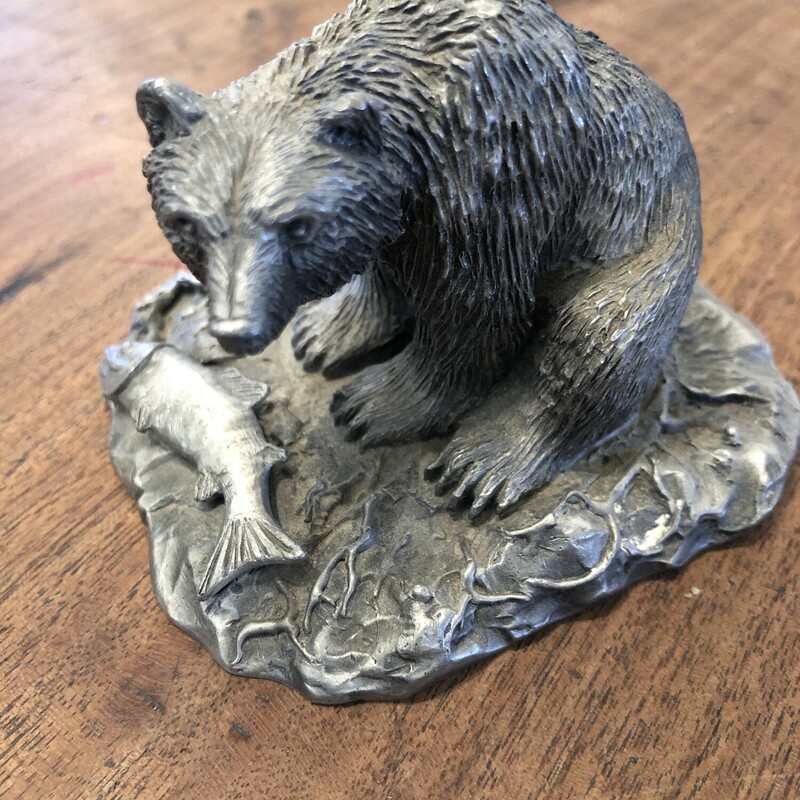 Pewter Bear With Fish