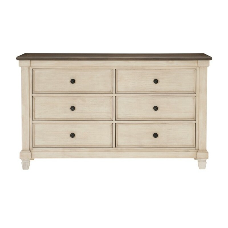 Weaver Dresser

Items purchased online will ship to our store, drop shipping options may be available.

Please contact us at 509-928-9090 if you have any questions and to check on availablity on items.

This is a new item and one of many pieces we can order from Homelegance, they have a variety of options to choose from.

Transitional-rustic styling is expertly achieved in the design of the Weaver Collection. Antique white provides bold contrast to the rosy brown plank-style tops, with pine solids and oak veneer further lending visual texture to the dresser. Classic framing paired with dark metal knob hardware complete the rustic look.

Overall Dimension: 64 x 18 x 38.5H

Made of oak veneer, wood and engineered wood
2-tone finish: antique white and rosy brown
6 dovetail drawers with ball bearing glides
Flat black tone knobs