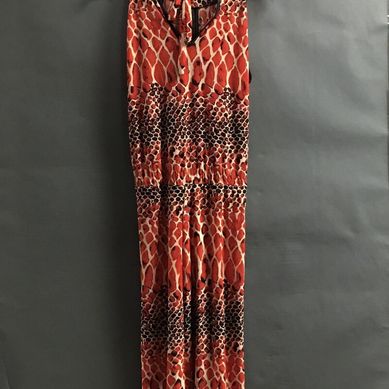 No Brand Shift, Pattern, Size: 6<br />
sleeveless pullover, halter like neckline, ties in back, elastic drop waist, no maker or fabric tags- light weight poly nylon blend.<br />
<br />
Suggested cold wash separately no bleach hang dry.<br />
7.4 oz