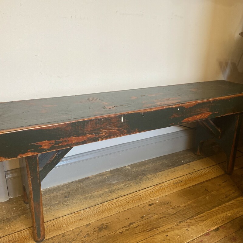 Distressed Wood Bench, Size: 50Lx12Dx17