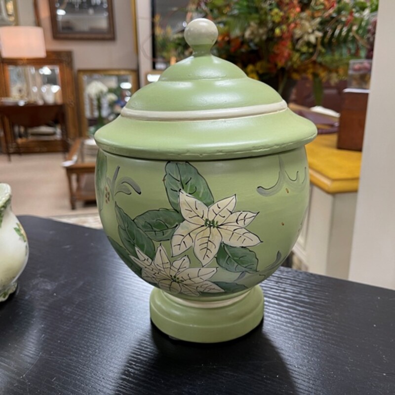 Floral Jar W/Lid, Size: 10 Tall