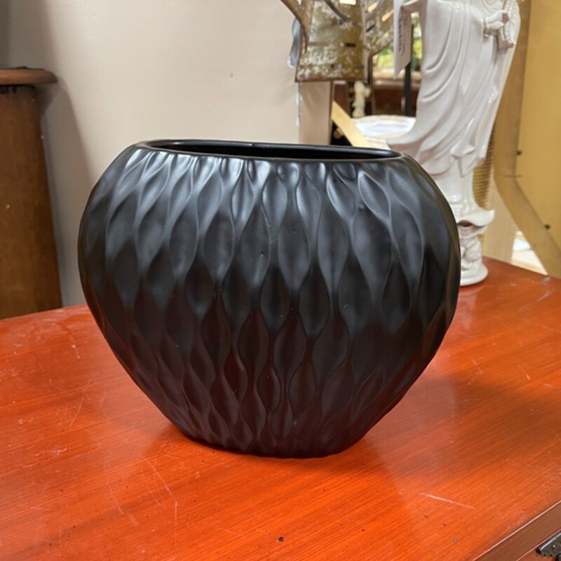Black Ceramic Vase, Size: 8 Tall