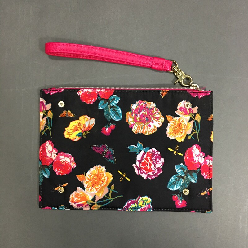 XOX Betsey, Floral, Size: Small
 zippered closure, pink wrist strap,
polyester fabric. As is.
2.6 oz