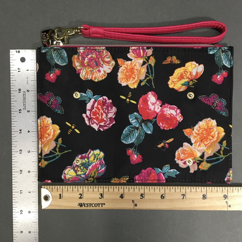 XOX Betsey, Floral, Size: Small
 zippered closure, pink wrist strap,
polyester fabric. As is.
2.6 oz