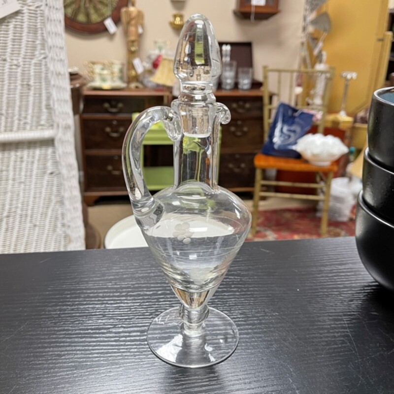 Etched Oil/Vinegar Decanter, Size: 9 Tall