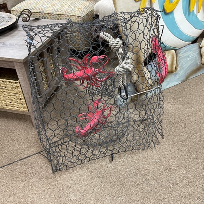 Wire Lobster Trap Decor, Size: 25x11x25