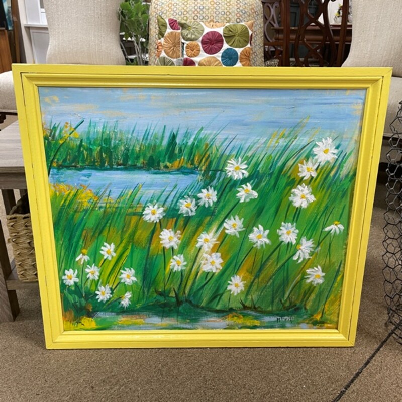 Vintage Daisies Painting, Size: 31x27