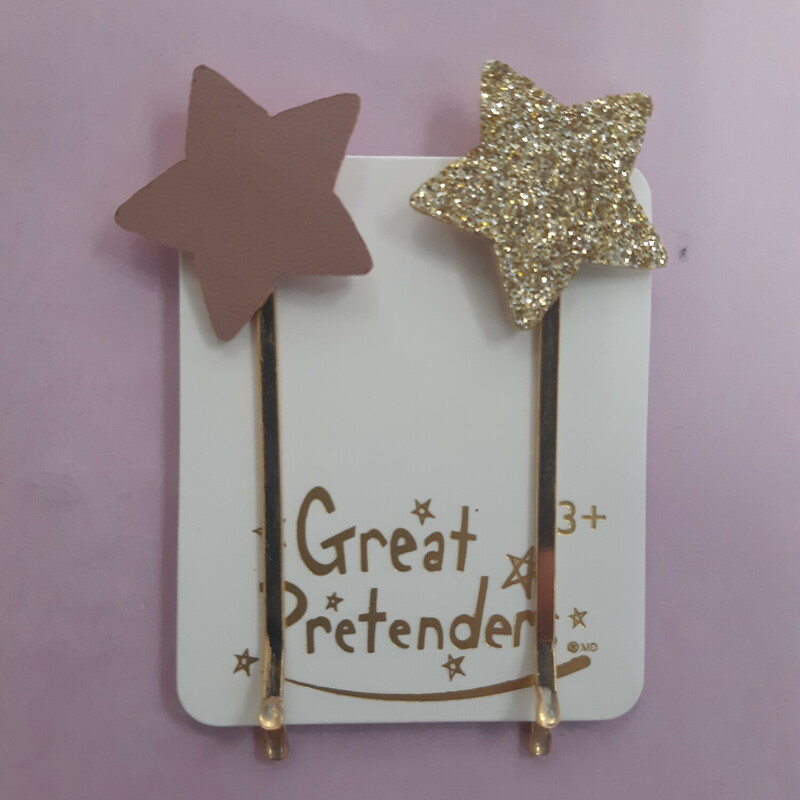 Have fun accessorizing with these fashionable bobby pins. Pink and sparkly gold vinyl material makes for the most stylish up-do.