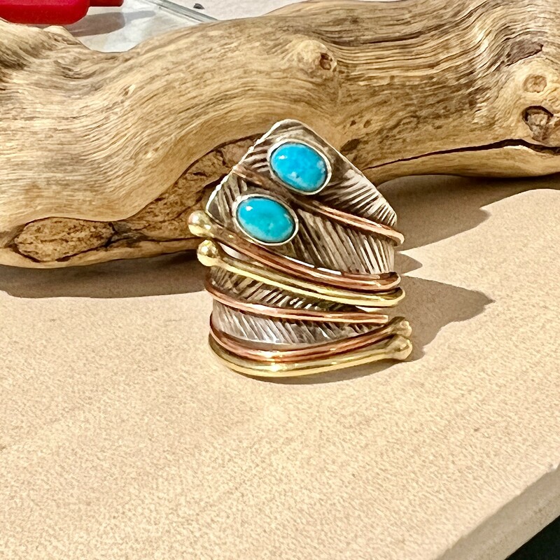 Sterling Copper Turquoise Ring