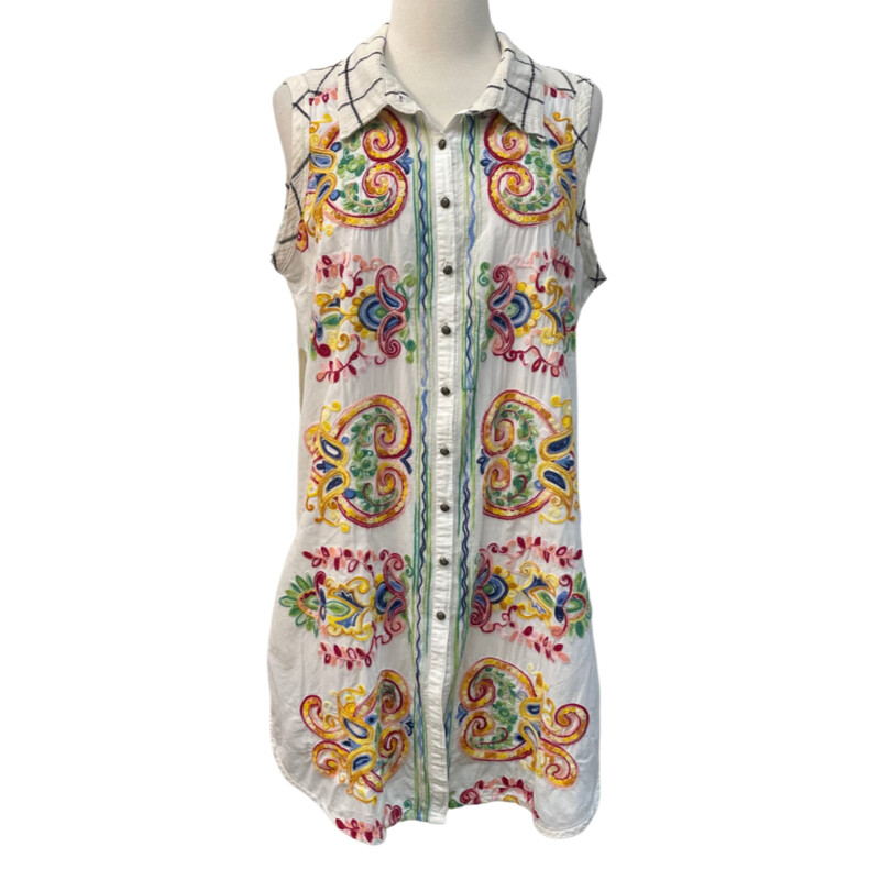 Cyena Anthropologie
Embroidered Sleeveless Tunic
Back Detail
Ivory
Size: L/ XL