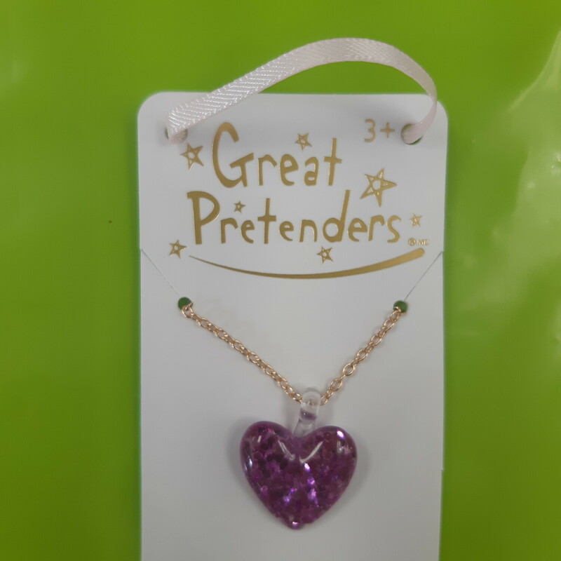 Glitter Heart Necklace, Pink, Size: Jewellery