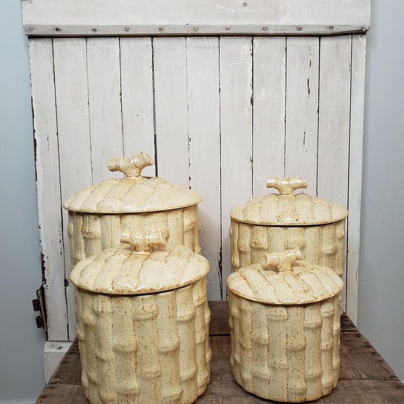 Vintage Ceramic Bamboo Container Set of 4. In great condition.