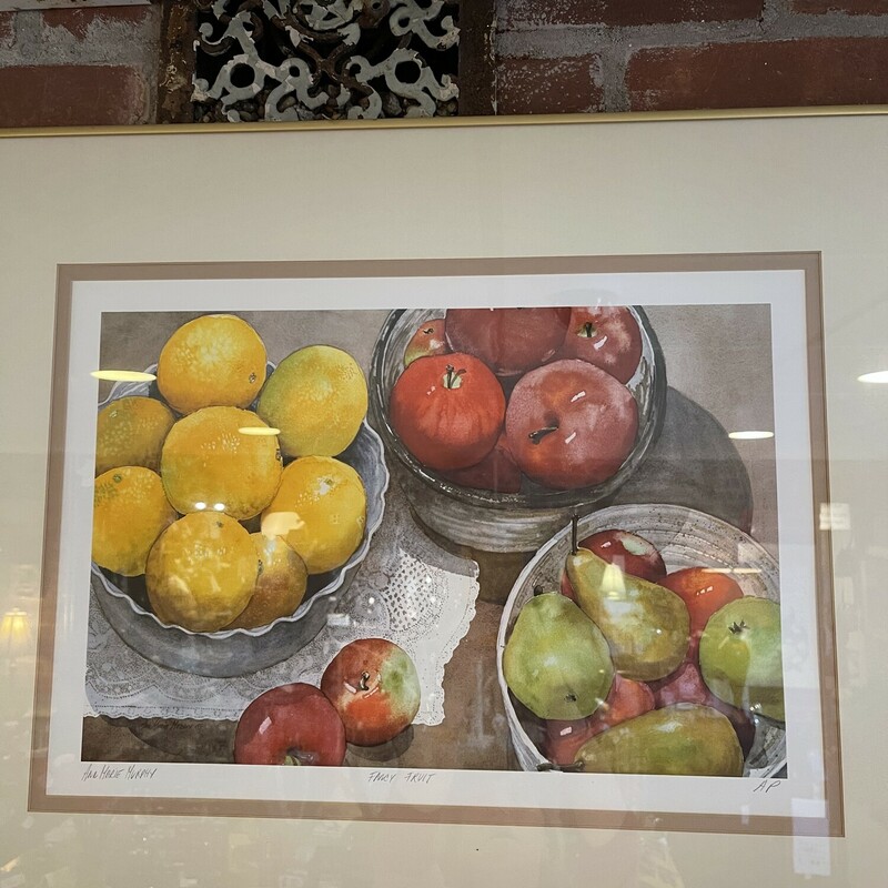 Signed Watercolor Fruit, Size: 28x22