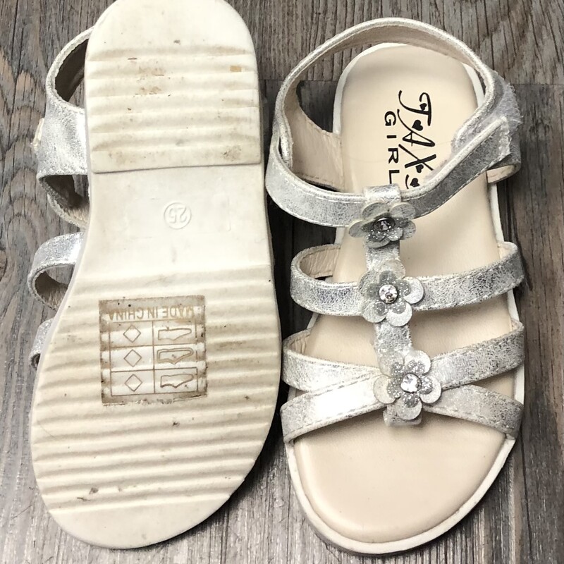Taxi Girl Sandals, Silver, Size: 8T