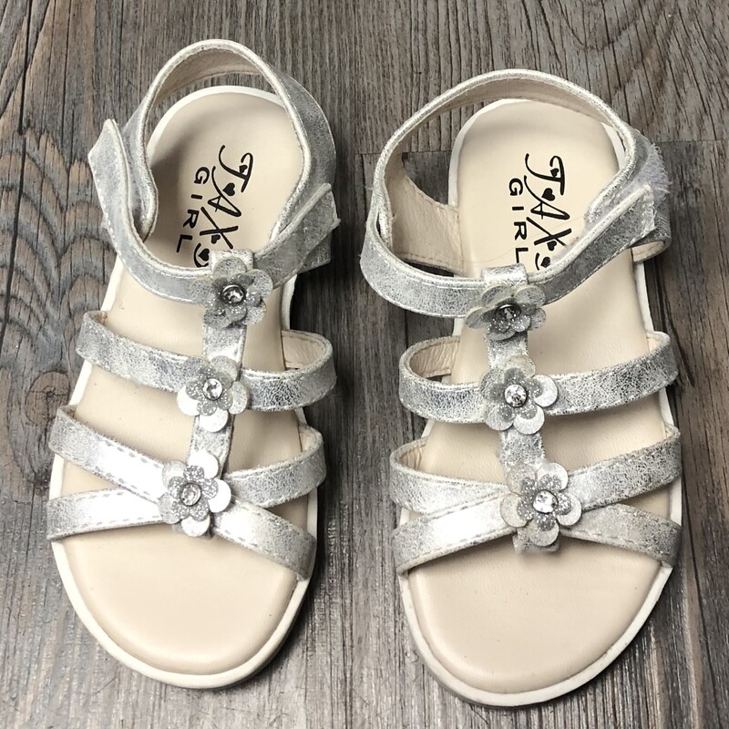 Taxi Girl Sandals, Silver, Size: 8T