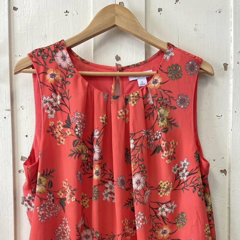 Coral Floral Slvless Top