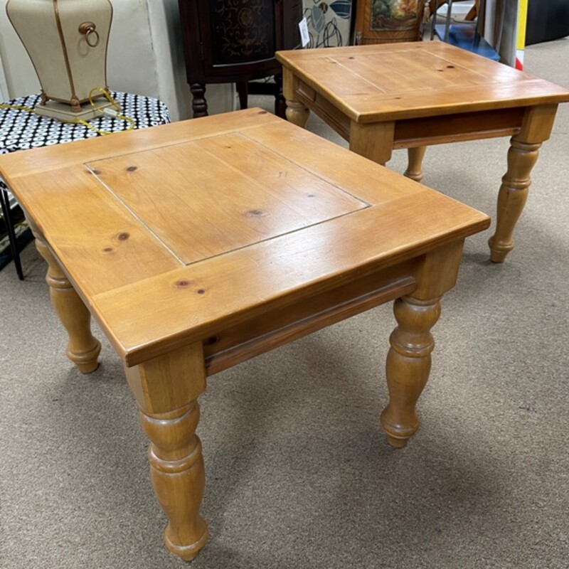 Oak End Tables, Pair, Size: 23x27x20