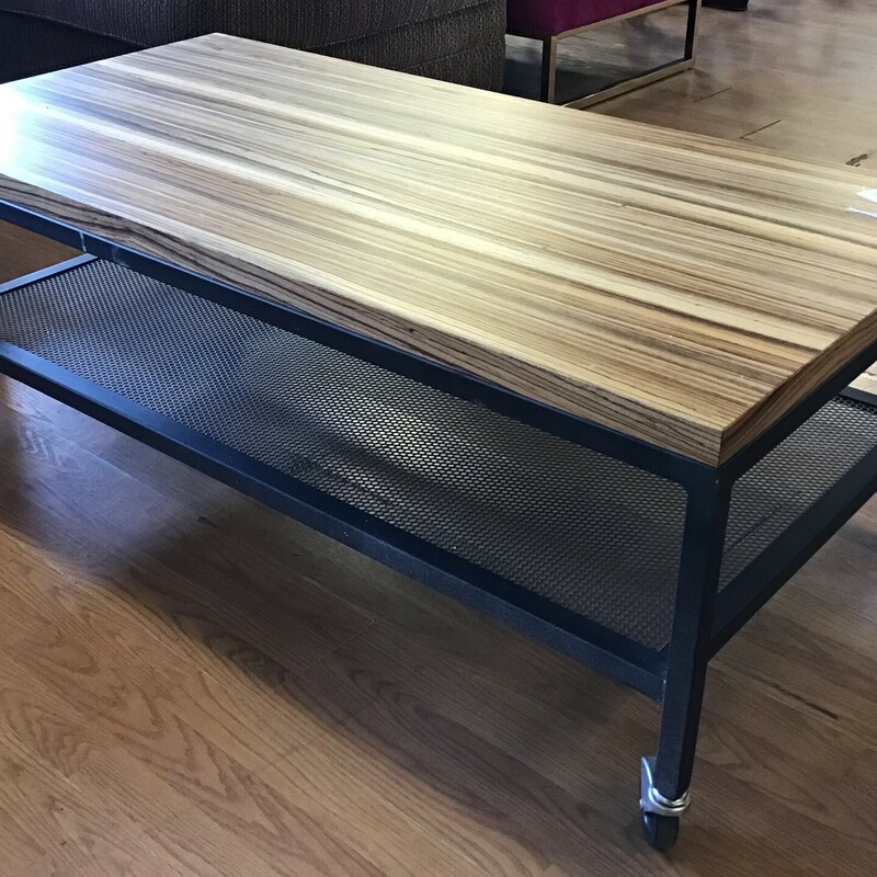 Rolling Coffee Table, Shelf, Industrial
Size: 48in x 24in x 18.5in