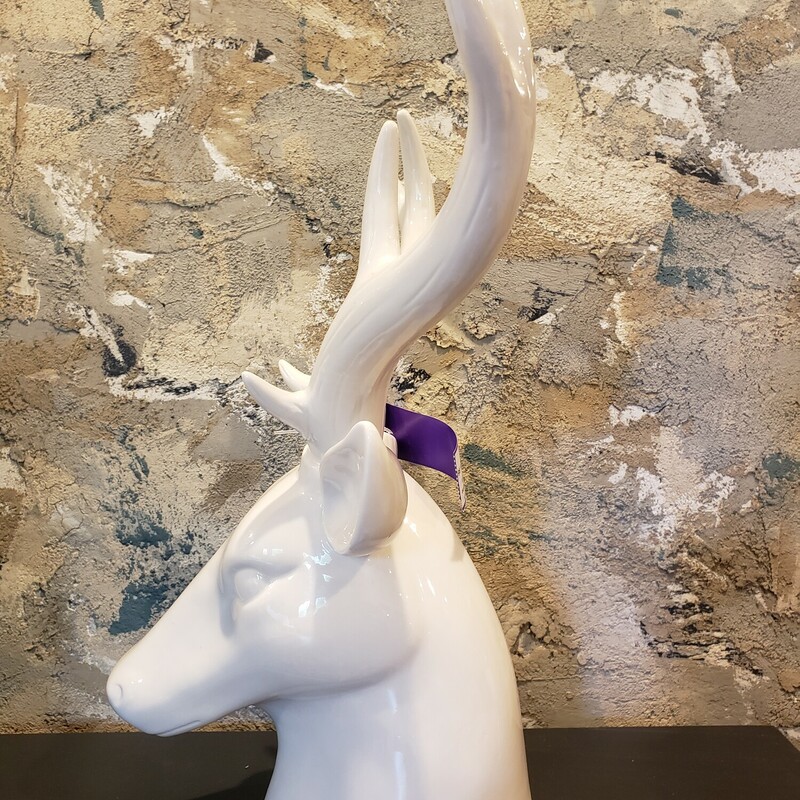 White Ceramic Decorative Deer Head. Size: 15x12