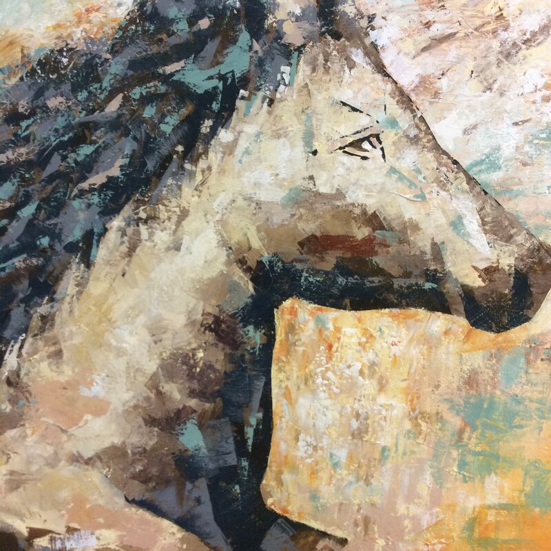 This Large Horse Oil Painting was painted on a hudge framed canvas. This beautiful, multi colored painting was also signed by the aritist who created this piece.