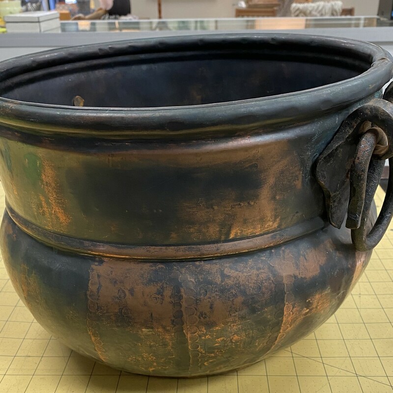 Rustic Metal Cauldron, Copper, Size: 13x10 In