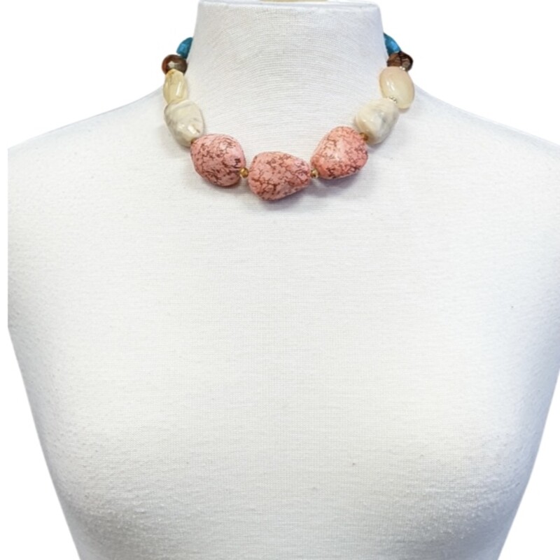 Ston/coral/teal Necklace
