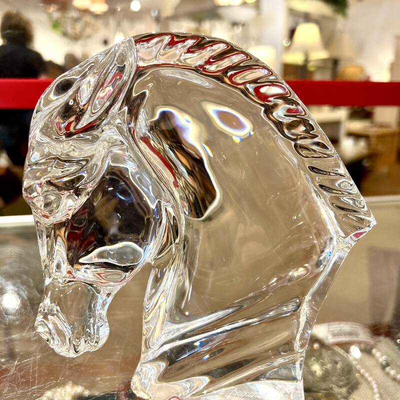 Baccara Crystal Horse Head, Signed,
Size: 7\"H