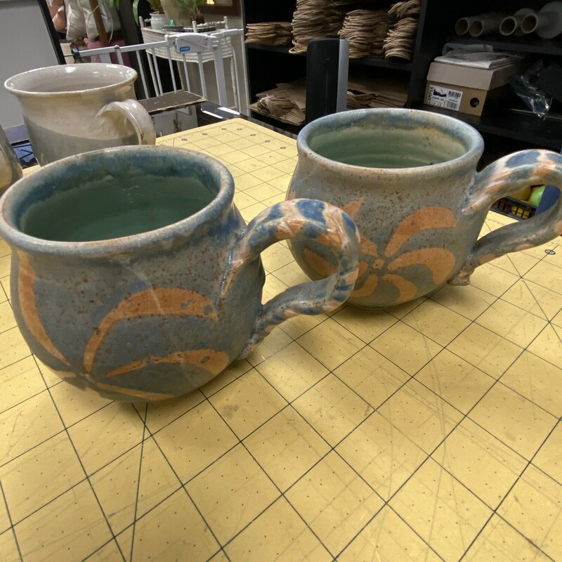 2x Signed Pottery Mugs
