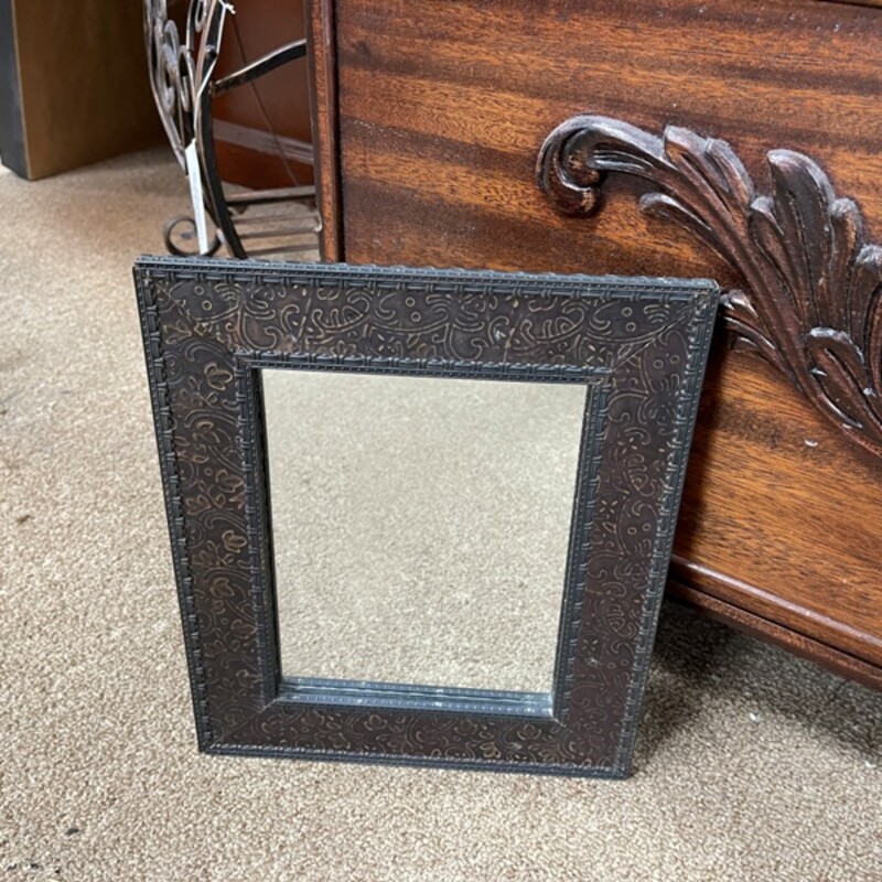 Small Embossed Tin Framed Mirror, Size: 10x12