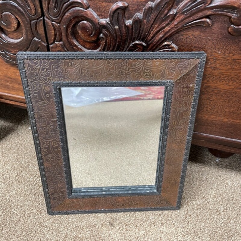 Small Embossed Tin Framed Mirror, Size: 10x12
