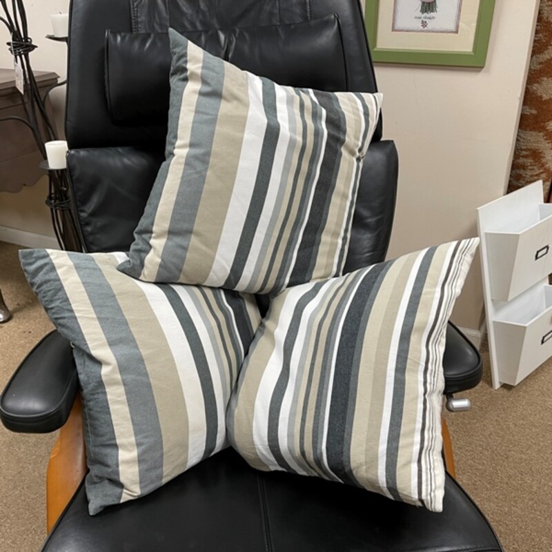 Striped Accent Pillows, Set/3, Size: 19x19