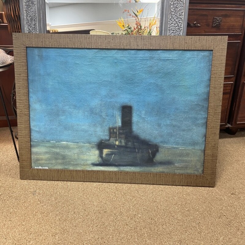 Vintage Oil Ship Painting
