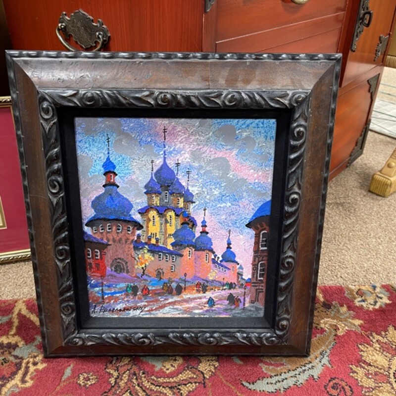 Anatole Krasnyansky Hand Embellished Print on Board, Size: 15x16