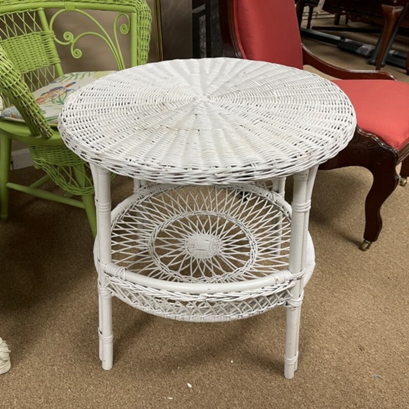 Round Wicker Side Table