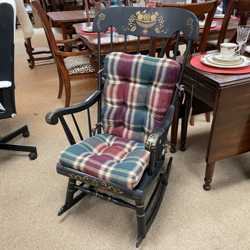 Hitchcock Style Black Rocking Chair