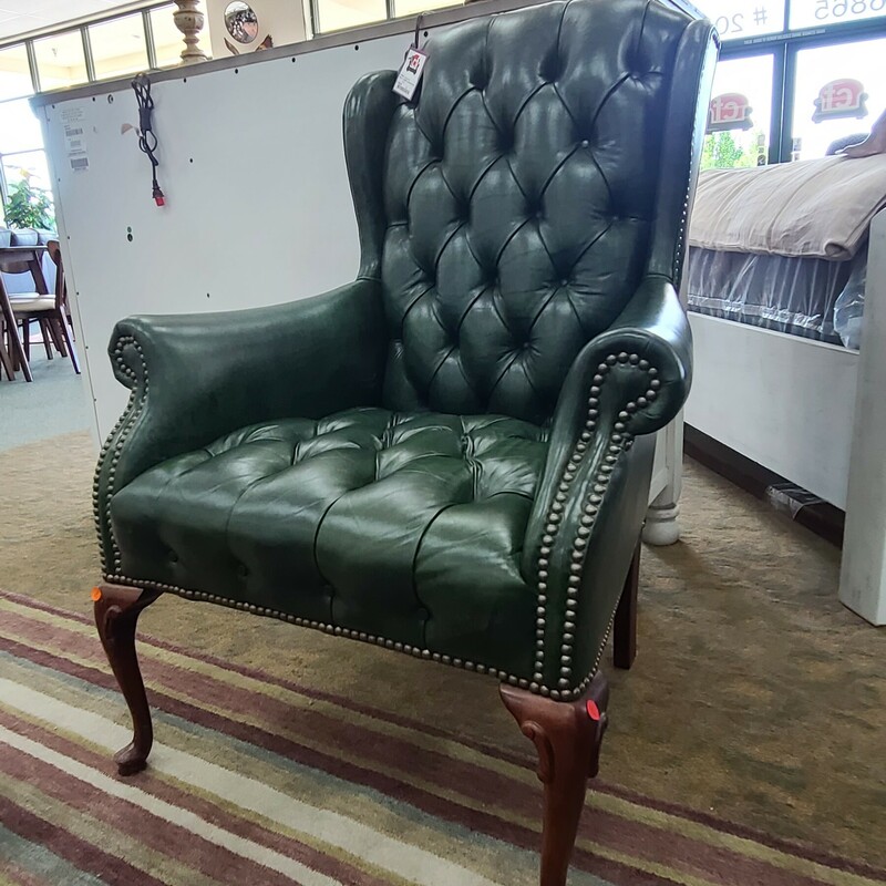 GREEN LEATHER WINGBACK