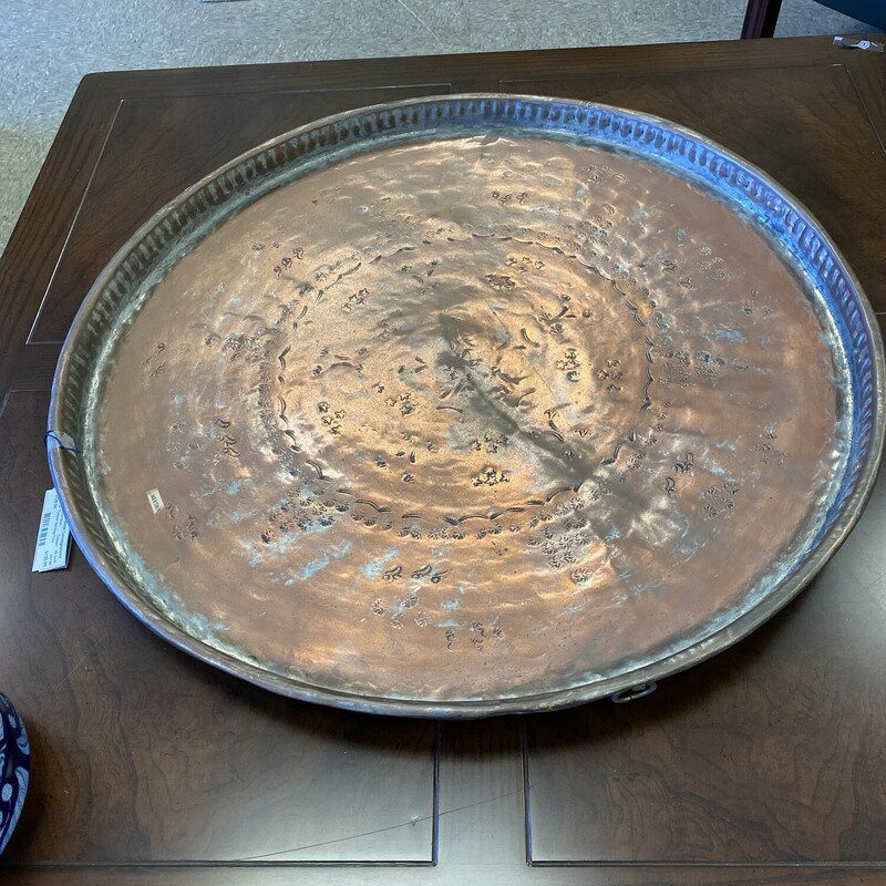 Turkish Serving Tray, Copper, Size: 29 Inch