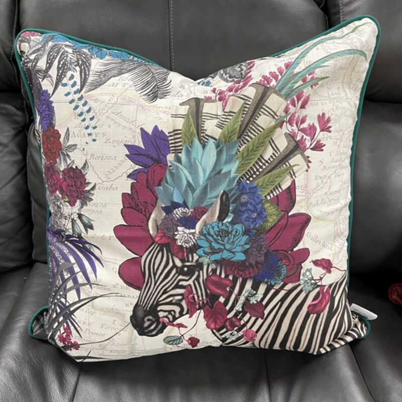 Down Filled Zebra Pillow, Size: 24x24