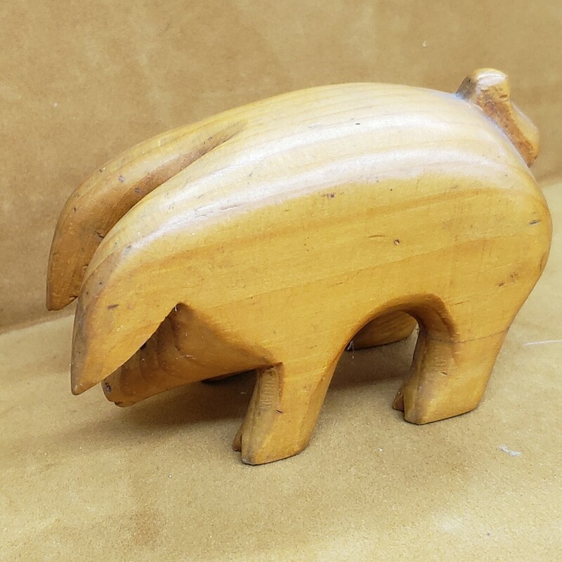 Carved Pig, Wood, Size: 4