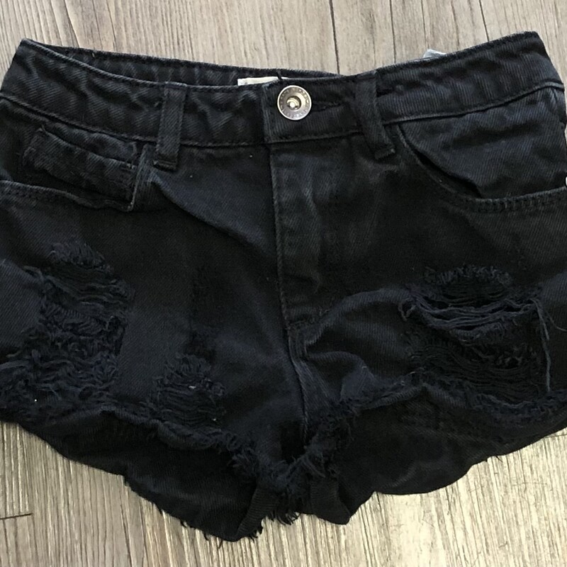 Zara Ripped Shorts, Black, Size: 6Y