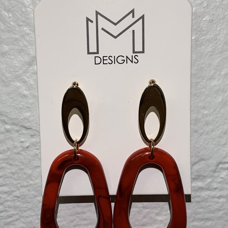 MM Designs Earrings (New not pre-owned), Red Marble