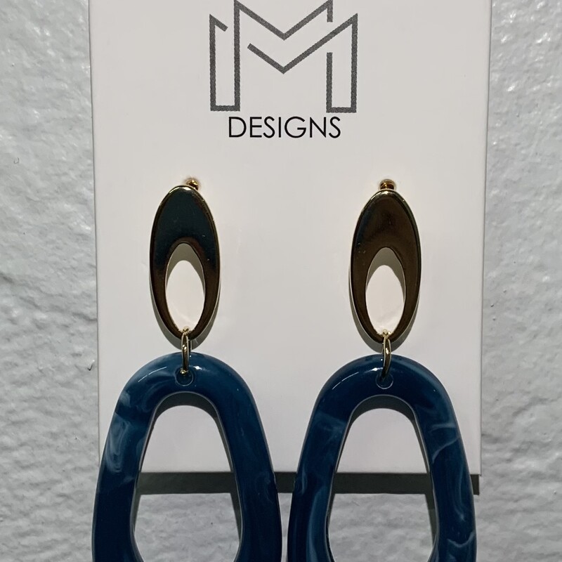 MM Designs Earrings (New not pre-owned), Blue Marble