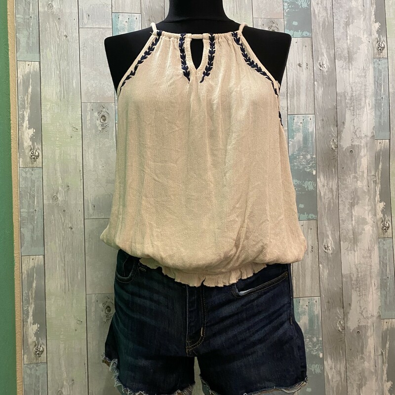 Maurices Flowy Tank<br />
Tan<br />
Size: Large<br />
<br />
Great top with adjustable tie neckline!