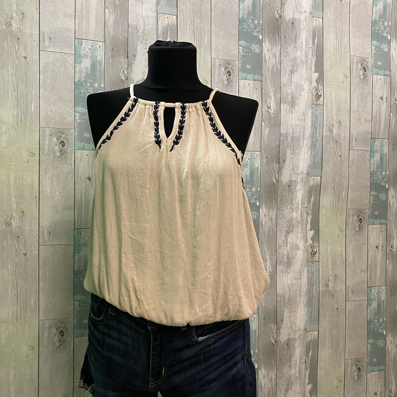 Maurices Flowy Tank<br />
Tan<br />
Size: Large<br />
<br />
Great top with adjustable tie neckline!
